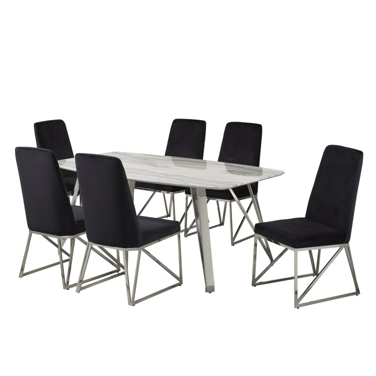 Orren Ellis 7Piece Dining Set, White/Black Wayfair Canada
